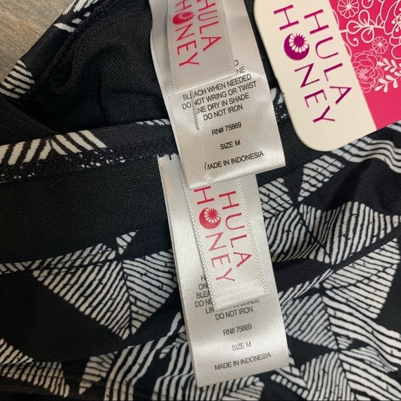 Hula Honey Juniors Bikini Halter Top & Bottom Medium Maze Muse Black & White - Picture 5 of 8